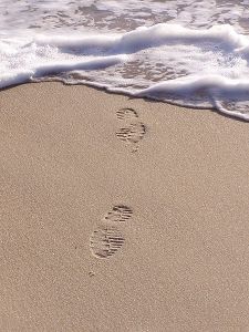 Footprint in sand beach image